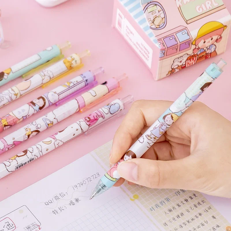 36pcs Cute Little Fresh Hemp Ball Girl Press The Neutral Pen Black Student Neutral Pen Stationery Prize Wholesale Custom-made