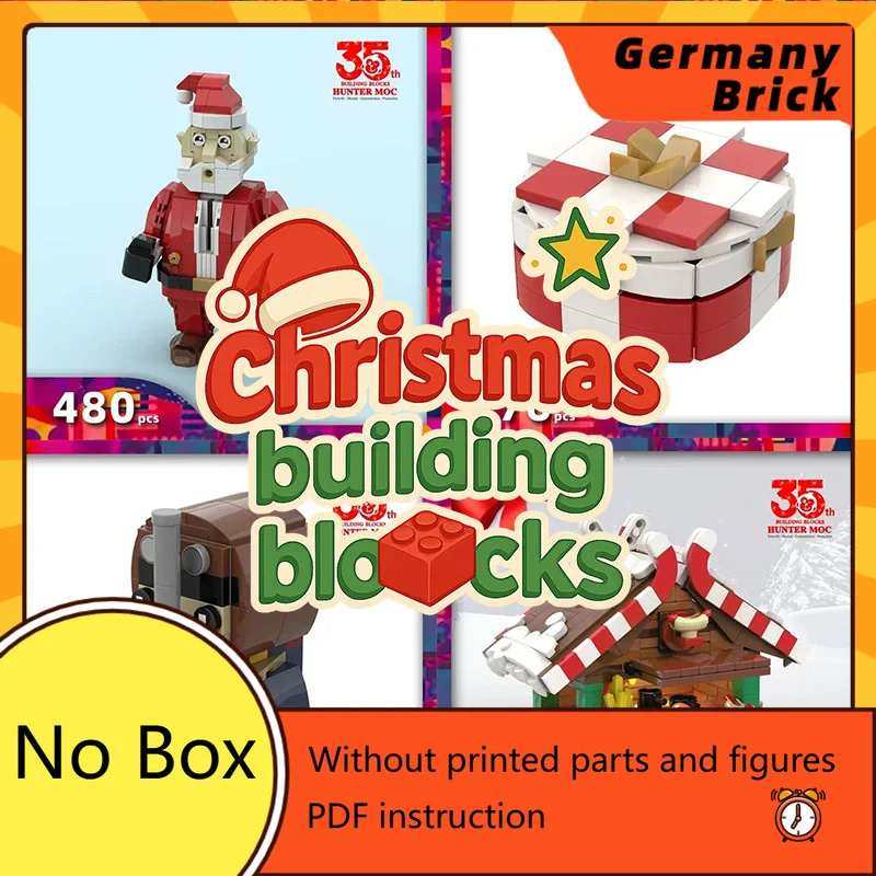 

Рождественский наслаждение 2025! Строительные блоки с мотором поезда, кирпичным домиком, подарками Санта-Клауса и снежками