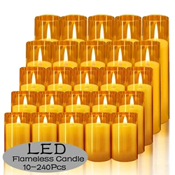 10-240Pcs Wedding Flameless Candles Artificial LED Candle Flickering Battery Operated Candles for Carnival/Home Decor/Church