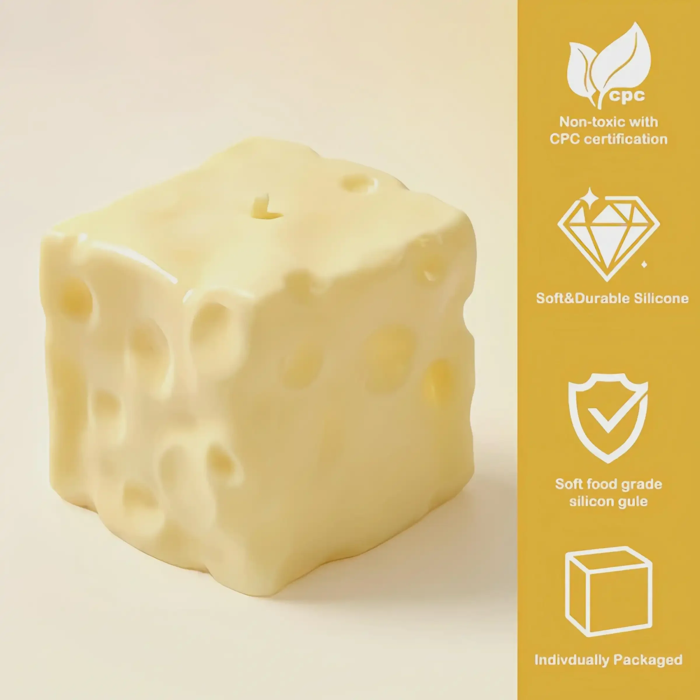 Motorcycle Vaseline Jumbo Cheese Cube Squishy Toy Realistic Cheese Shape Soft Slow Rising Stress Relief Ball Fidget Squeeze Toy image 3