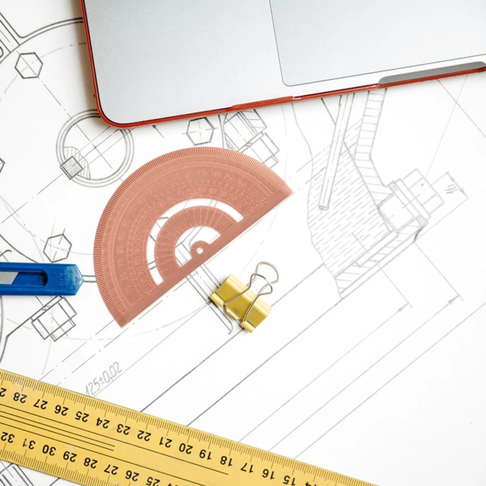 

Creative Retro Design Copper Metal Protractor Half Circle 180 Degree Geometry Measuring Tool For Drawing Math Lessons Accurate