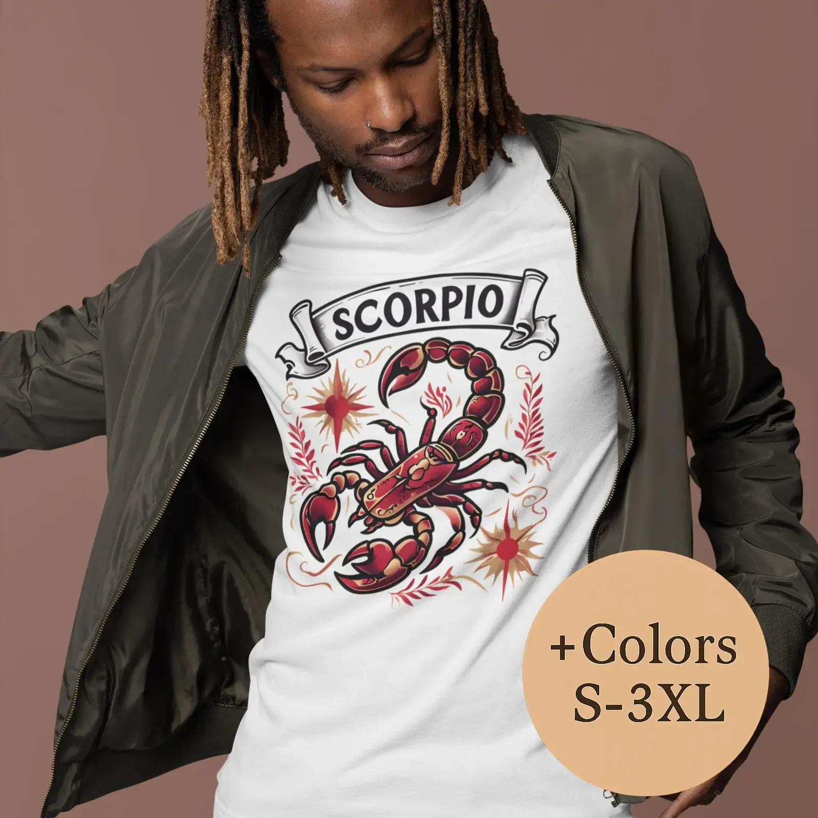 Vintage Scorpio Zodiac Scorpion T Shirt Fiery Red Astrology Soft Cotton Multi Colors S 3XL Water Sign  vintage Washed Versatile