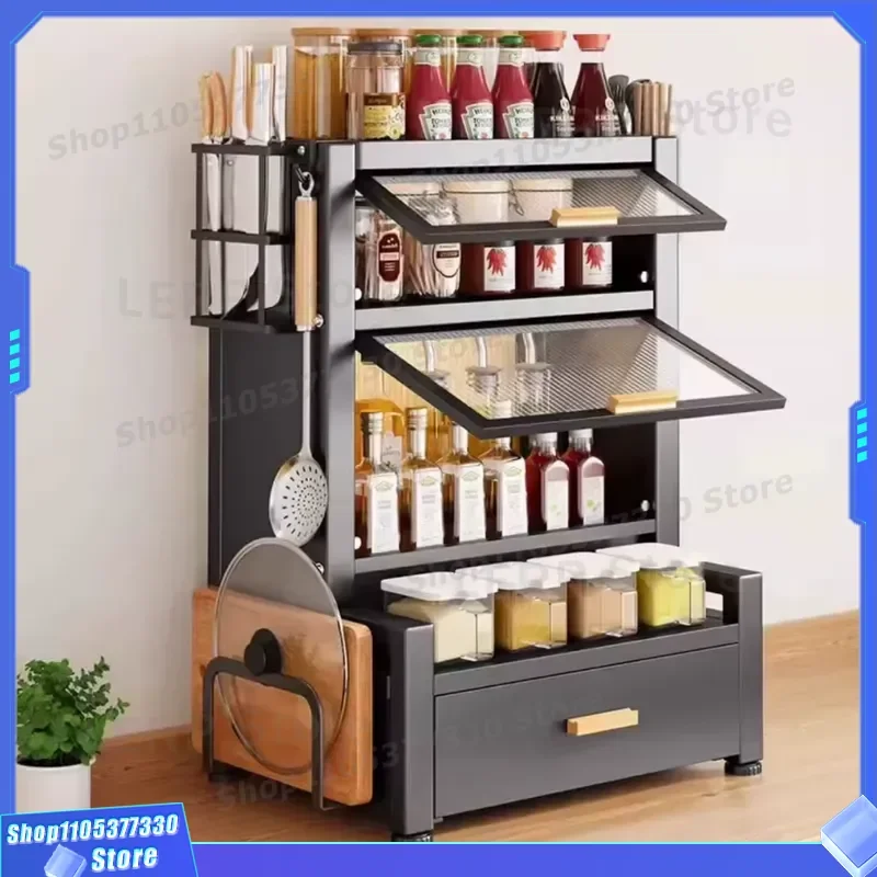 Multifunctional Kitchen Condiment Storage Rack Seasoning Bottle Holder Salt Sugar Jar Organizer Spice Container Stand Kitchen