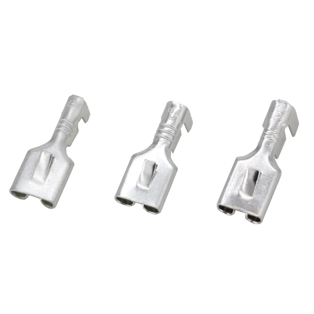Terminal de crimpado hembra de latón estañado para coche, Conector de cable de latón para relé DJ623-E6.3A/B/C, Serie 100, 6,3 Uds.