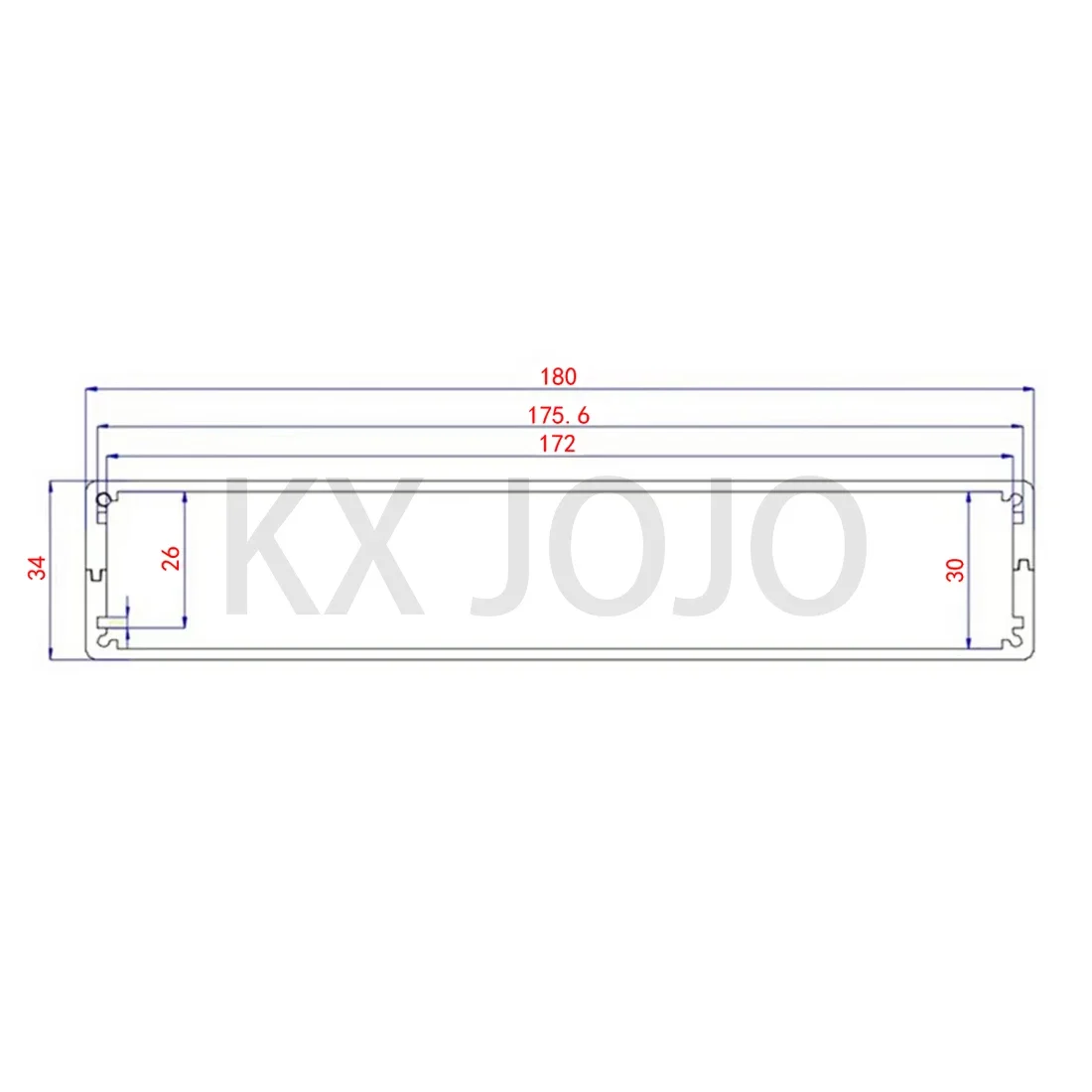 Carcasa de aluminio impermeable, caja dividida de 180x34x90/200mm, tipo negro, caja electrónica, instrumento de carcasa de energía DIY