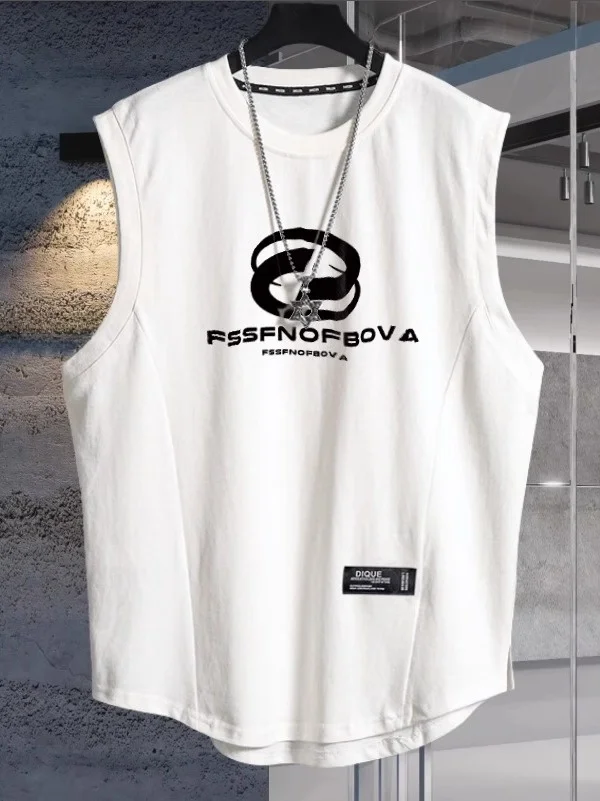 

plus Size Men's Svel T-irt Pure Cotton Arc Ba Print Casual Faion Summer Top Large Youth round Ne Vest