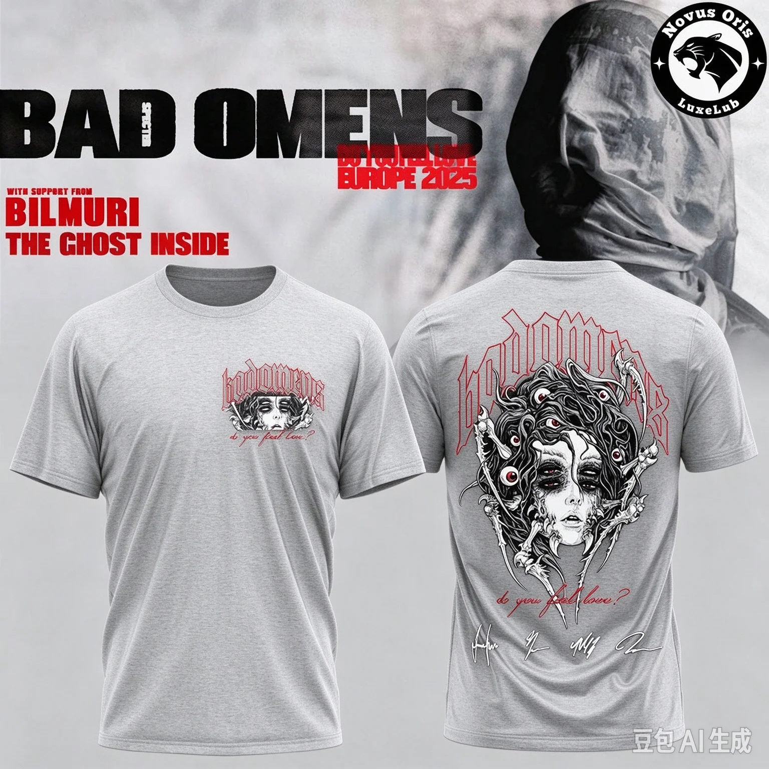 Bad Omens Europe Tour 2026 T-shirt Unisex Double Sided Print Metal Band Fan Short Sleeve Concert Tee Ins Y2k