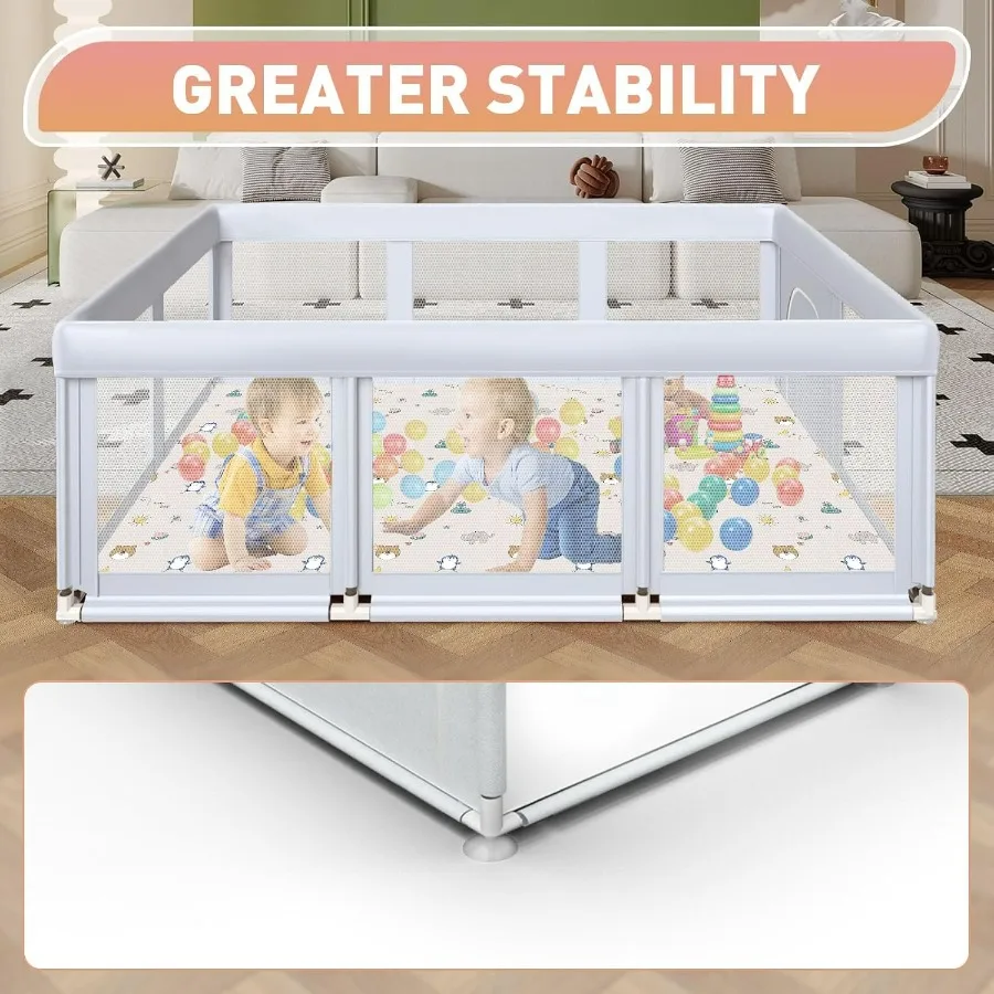 Box per bambini grande 74×50 con tappetino Playpen per neonati e bambini piccoli Canti da gioco per interni ed esterni con cancelli con cerniera Traspirante Me