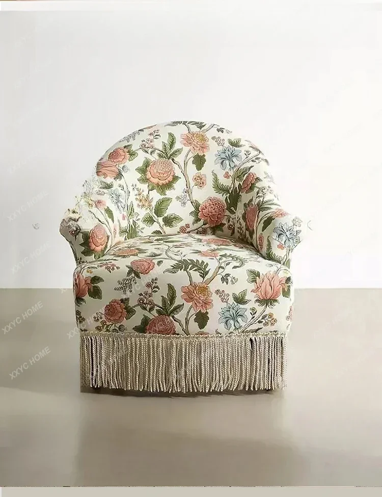 

Y1 French retro sofa chair balcony leisure chair American fabric tiger chair single sofa can be customized