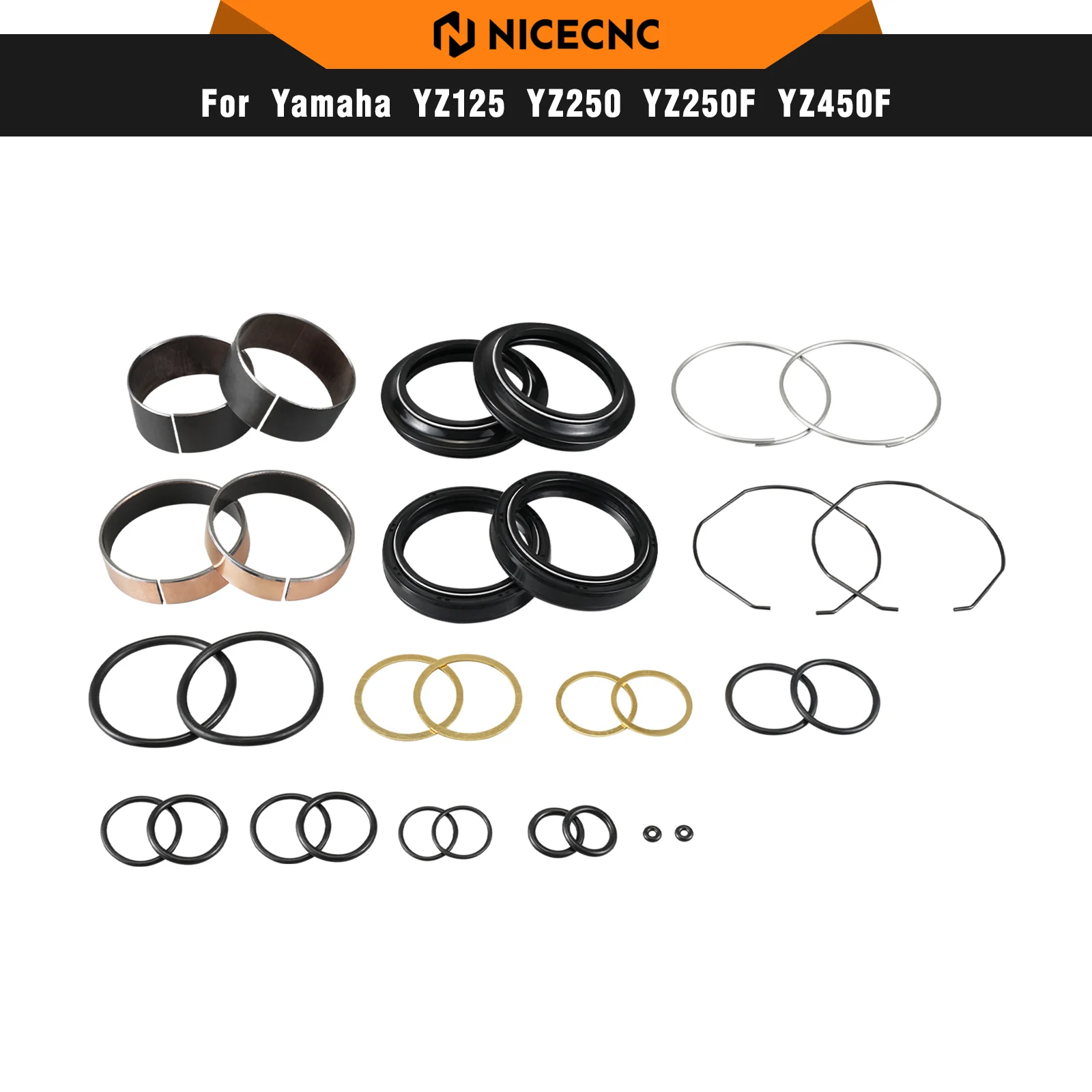 NICECNC Fork Oil Seals Rebuild Dust Seals Fork Slider Bushings For Yamaha YZ125 YZ250 1996-2003 YZ250F 01-03 YZ450F WR 250F 450F