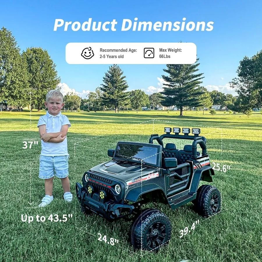 12V Ride on Car Truck Electric Vehicles Car Ride on Toy for Toddlers 3-5 with Remote Control - Black