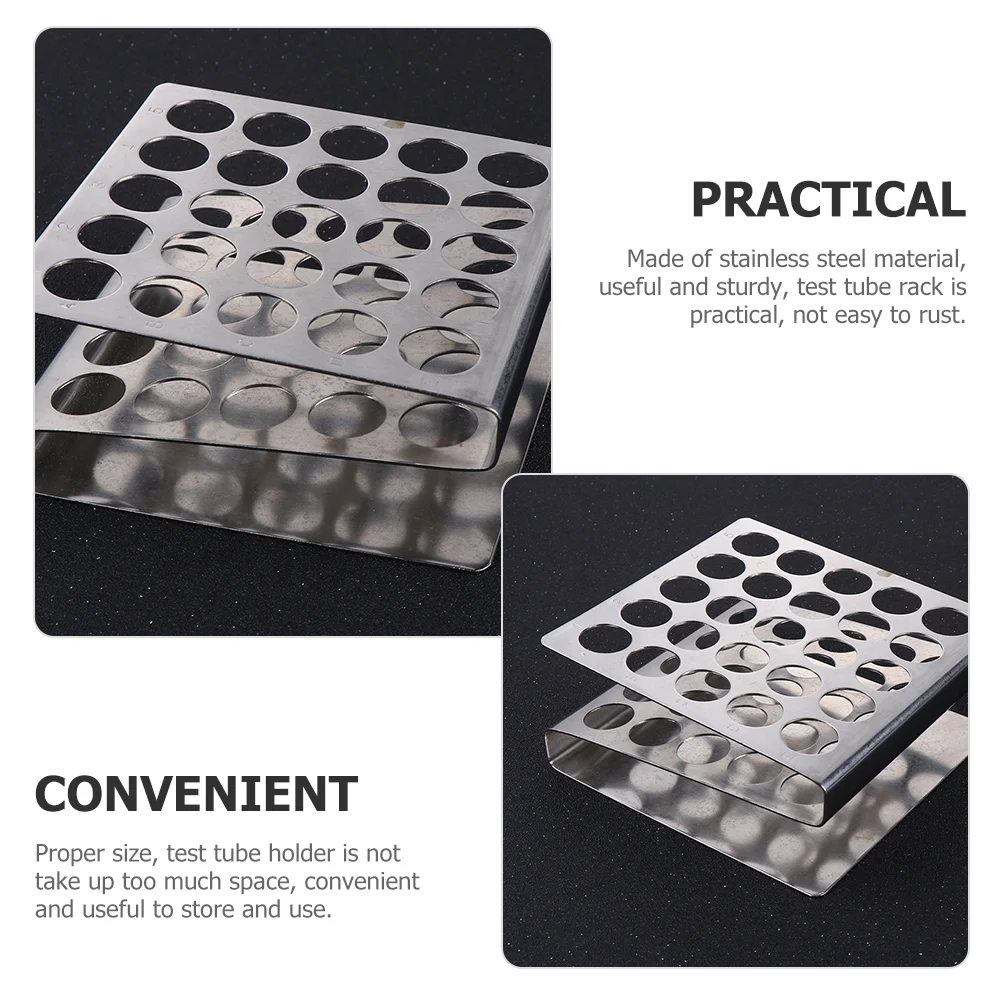 Organizer Stainless Steel Test Tube Rack Laboratory 25-holes Stand Metal Holder