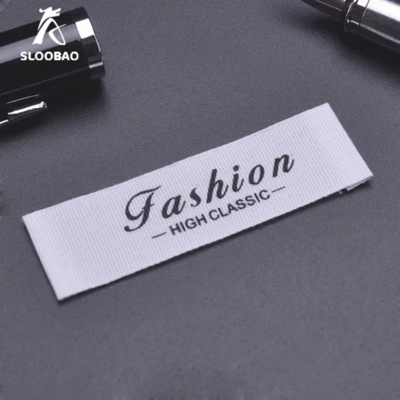 

Customized/Custom Screen Printing Cotton DIY Label Straight Cutted Logo Printing Tags Kids Clothes Labels Clear Soft Firm color