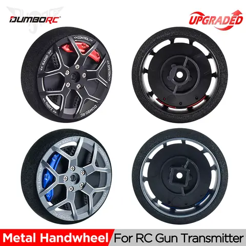 DUMBORC RadioLink Gun RC 범용 송신기 업그레이드 용 폼이있는 DUMBORC 원격 제어 금속 핸드 휠 스티어링 휠