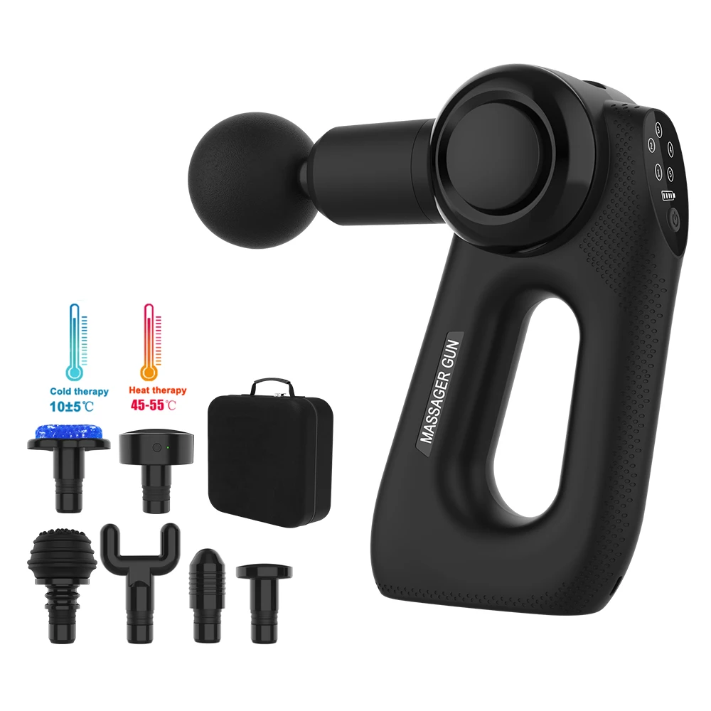 

Portable Electric Massage Gun Deep Tissue Facial Massgaer 6 Heads Arms Back Leg Muscle Relaxing For Body Back Arm Sport Fitness