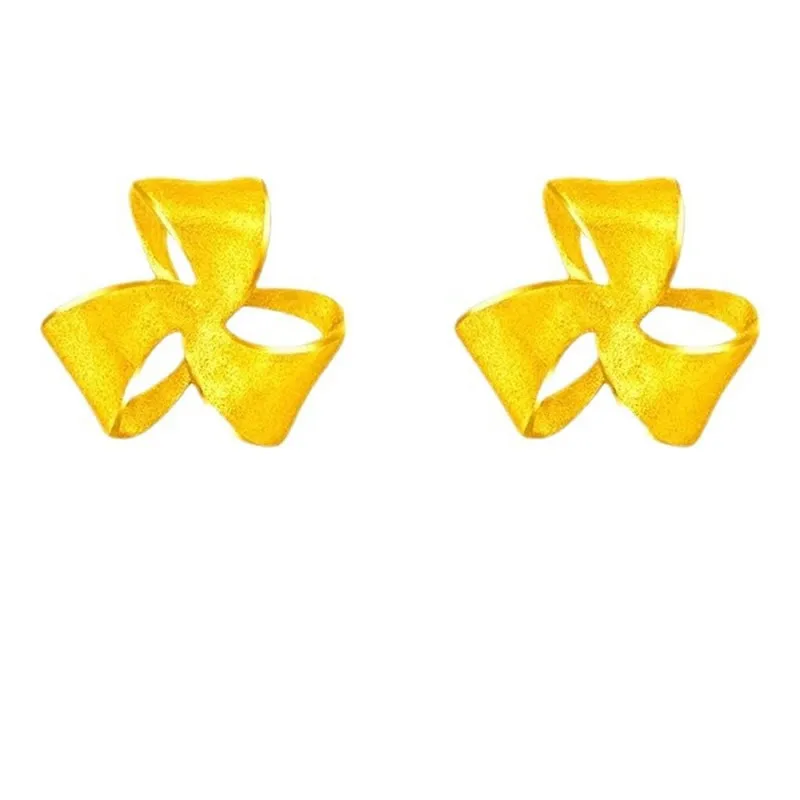

Women 24K Yellow Gold Earrings High Quality Flower Stud Earrings