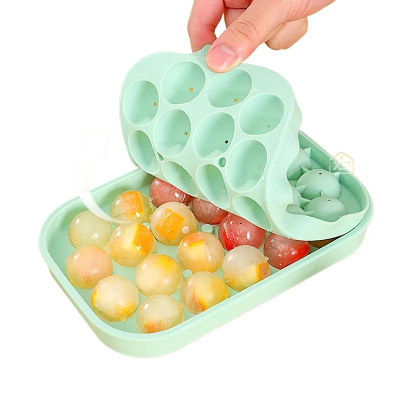 Soft Silicone Mold Spherical Ice Grate Abrasive Tool Household Ice Box with Lid