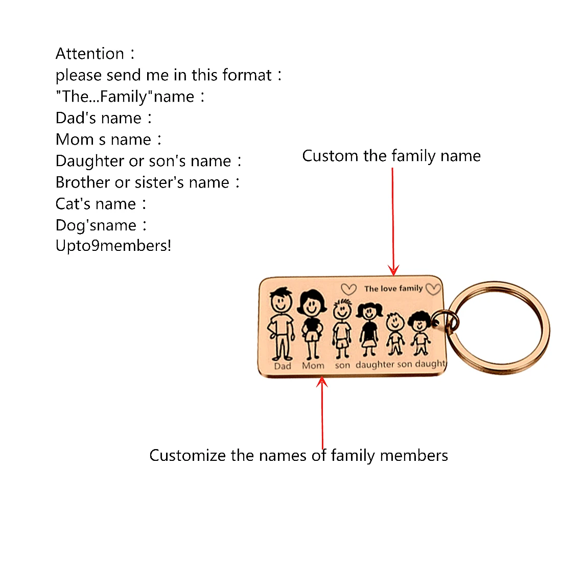 Family Love Keychain Customized Name Personalized Keyring Gift for Him Parents Children Present Bag Charm Families Member Gift view 4