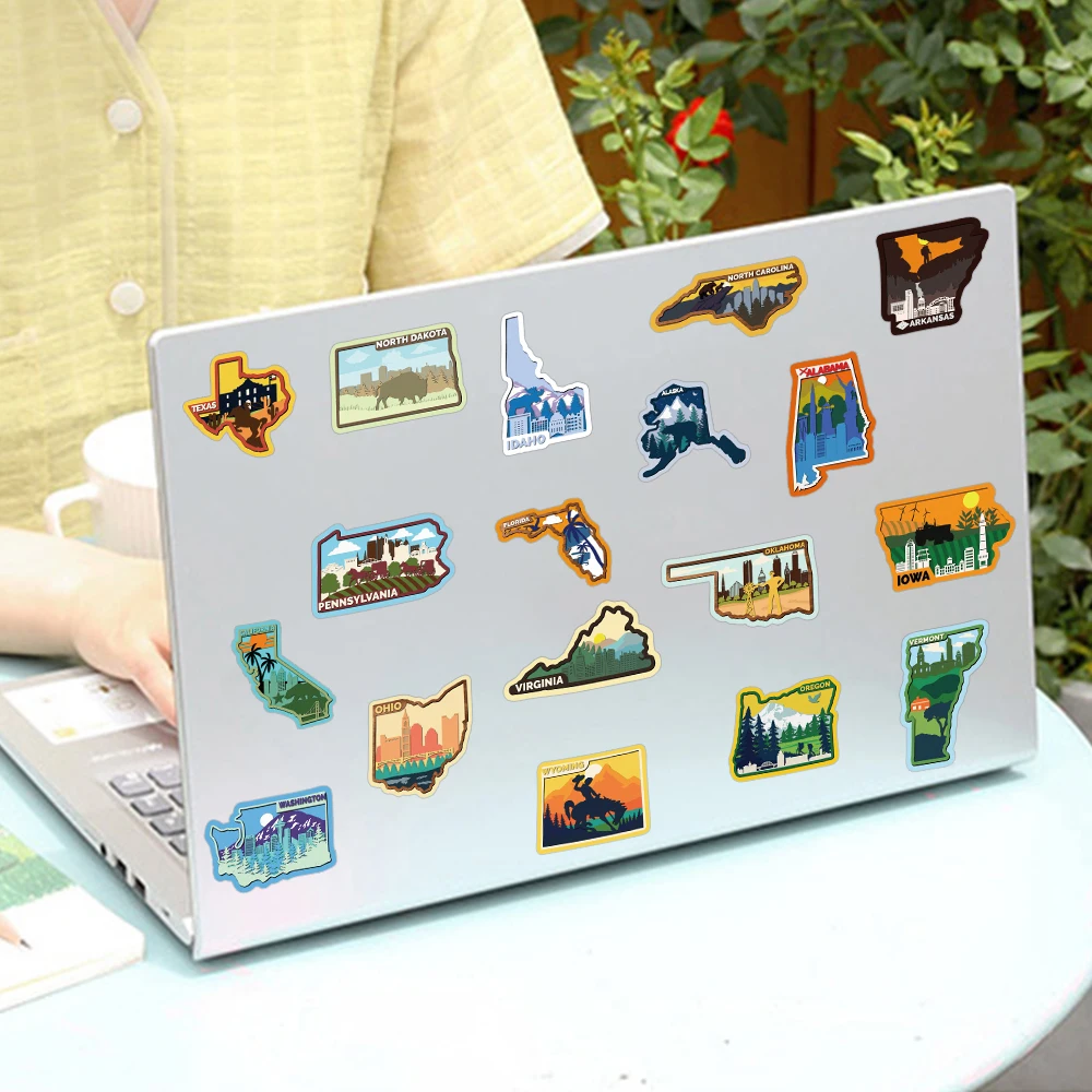 50pcs Various Continents In America Stickers Decals For Phone Laptop Luggage Skateboard Scrapbook Cartoon Aesthetic Stickers