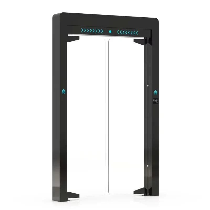 Modern Black Frame Glass Swing Turnstile Pedestrian Access Control Gate Sensor Security Swing Barrier Gate