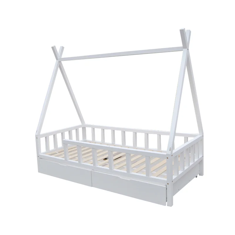 Children's House Beds With Detachable Safety Barrier