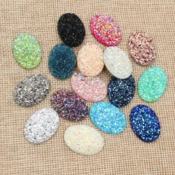 New Fashion 10pcs 18x25mm Mixed Colors Natural ore Style Flat back Resin Cabochons For Bracelet Earrings accessories