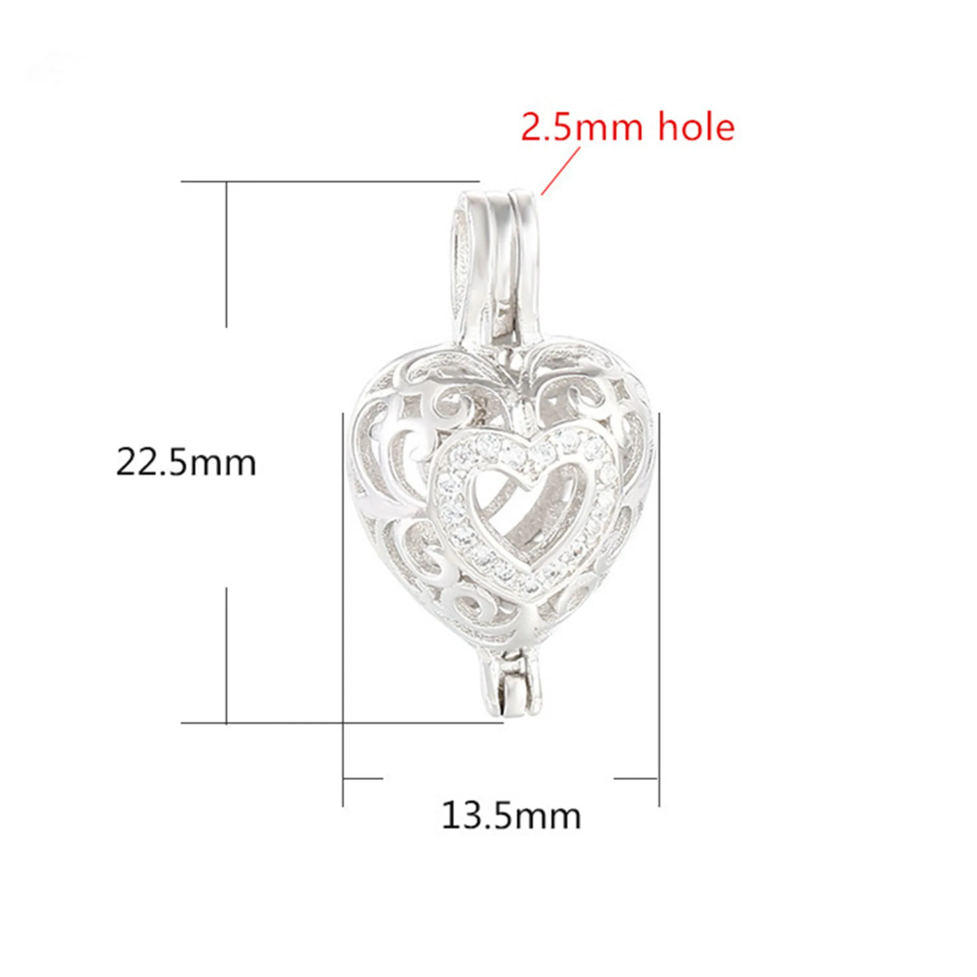 Pendant Setting for 5mm-10mm Round Beads or Pearls Solid 925 Silver Heart Shape Pendant Blank Openable Box Pendant Base SP0120