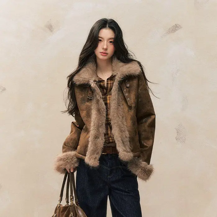 

Зимние ретро-куртки из искусственного меха 2026: готические куртки в стиле Харадзюку, женская одежда в американском панк-стиле, джинсовые парки, женская верхняя одежда