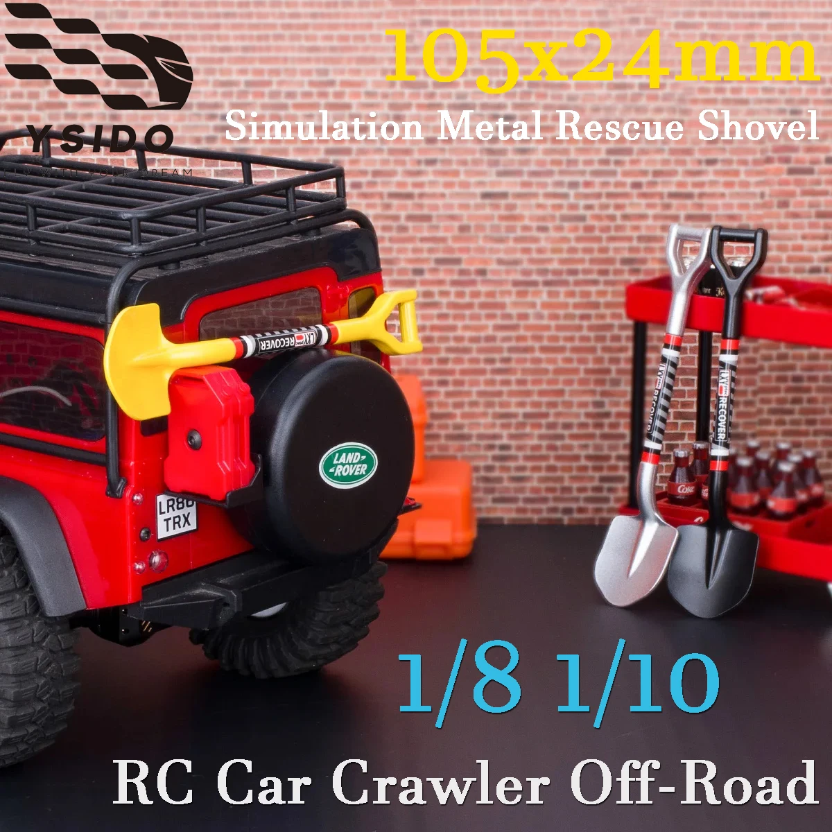 YSIDO Simulations-Metall-Rettungsschaufel für 1/10 1/8 TRX4 SCX10 90046 Capra D90 RC Crawler Offroad-Auto Dekorationszubehör