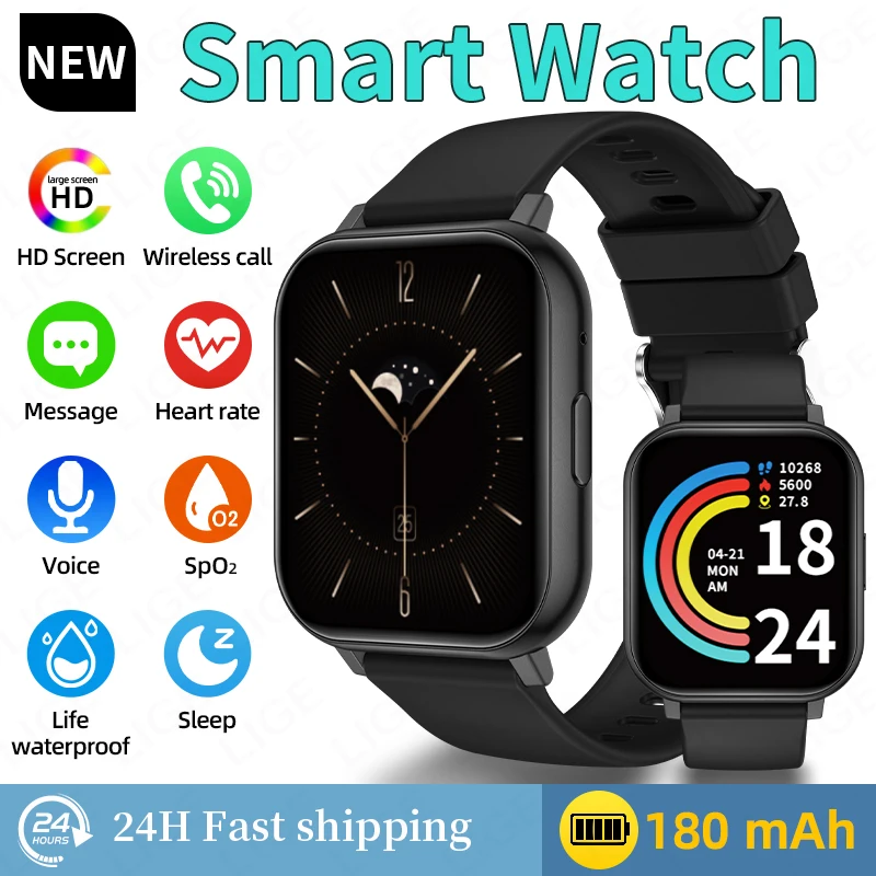 

LIGE 2026 New Health Monitor Call Reminder Smart Watch 1.83" HD Screen Fitness Bluetooth Call Waterproof Smartwatch Men Women