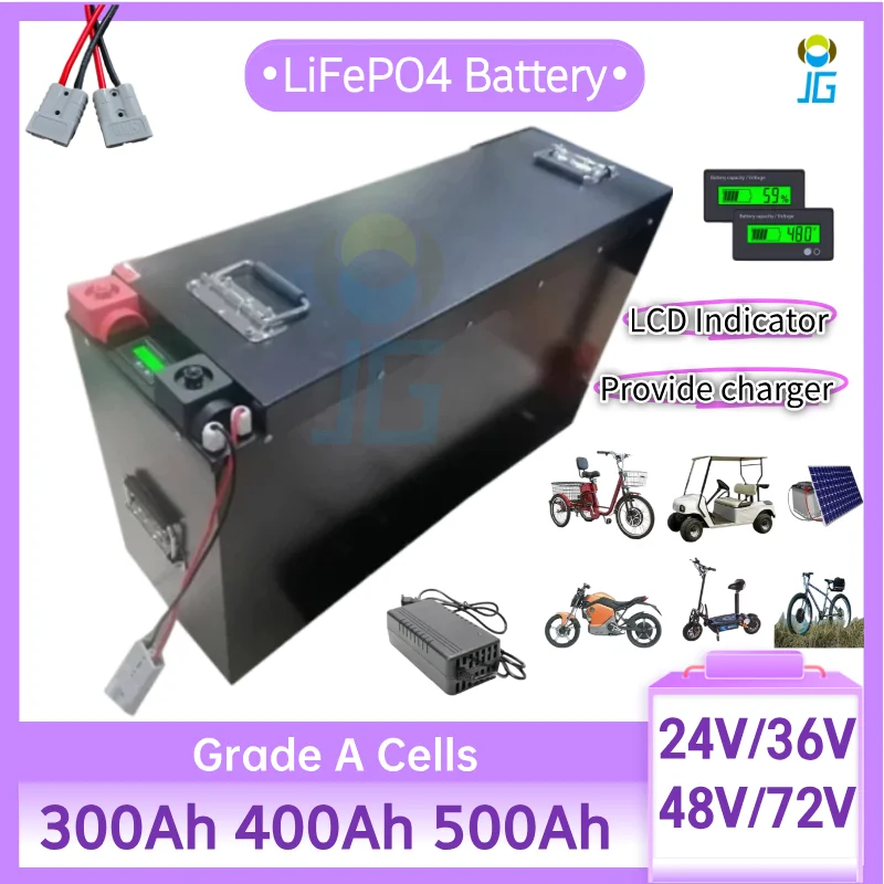 

JG LiFePO4 Battery 24V 36V 48V 72V 300Ah 400Ah 500Ah Lithium battery for Forklift Trucks, Heavy-Duty Pallet Jacks,Golf Cart.