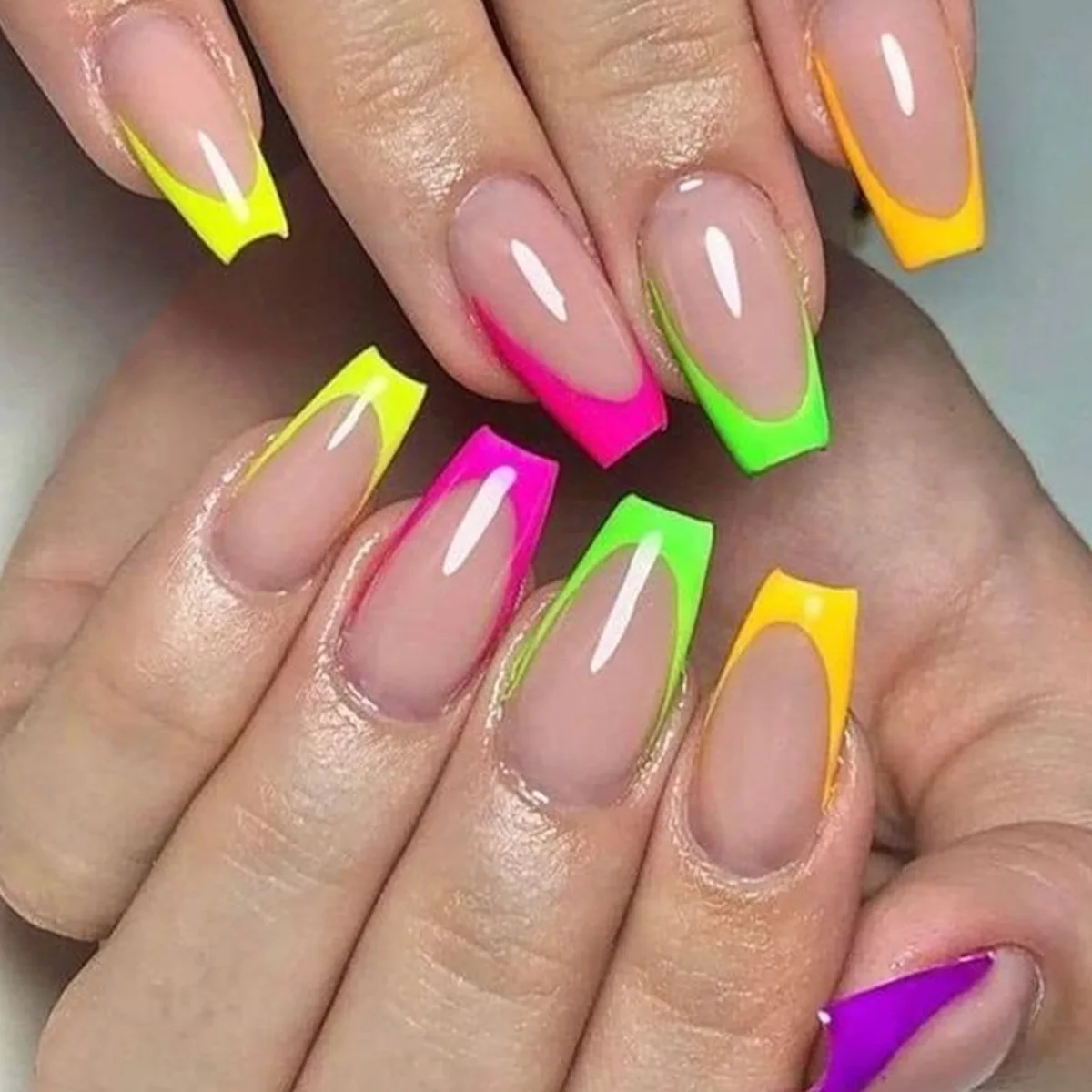 Wholesale Custom Press On Nails Glue File Ballerina Medium Coffin Heart Pearl French Tip Nails Manicure Acrylic Stick On Nails