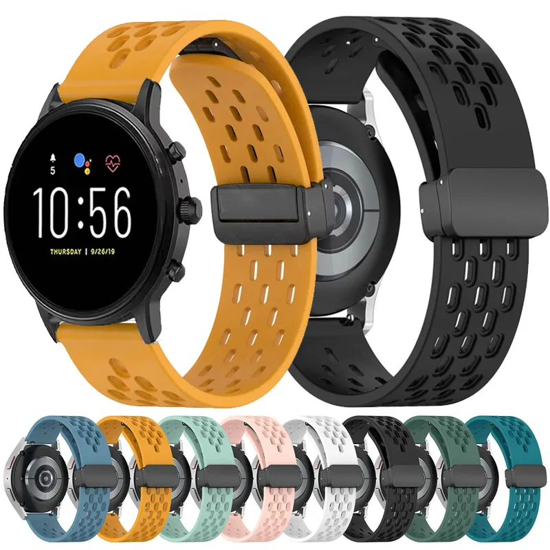 22mm Magnetic Buckle Silicone Strap For Fossil GEN 6 5 5e 44mm/GEN 5 LTE 45mm Band For Fossil Gen 5 Julianna Garrett Carlyle HR