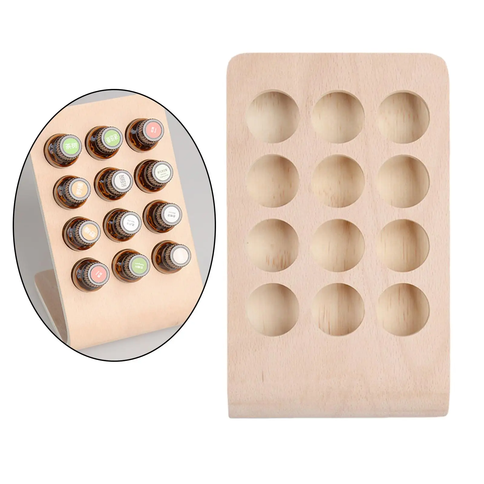 12 Holes 15ML Wooden Essential Oil Display Stand Holder, Multiple Usage