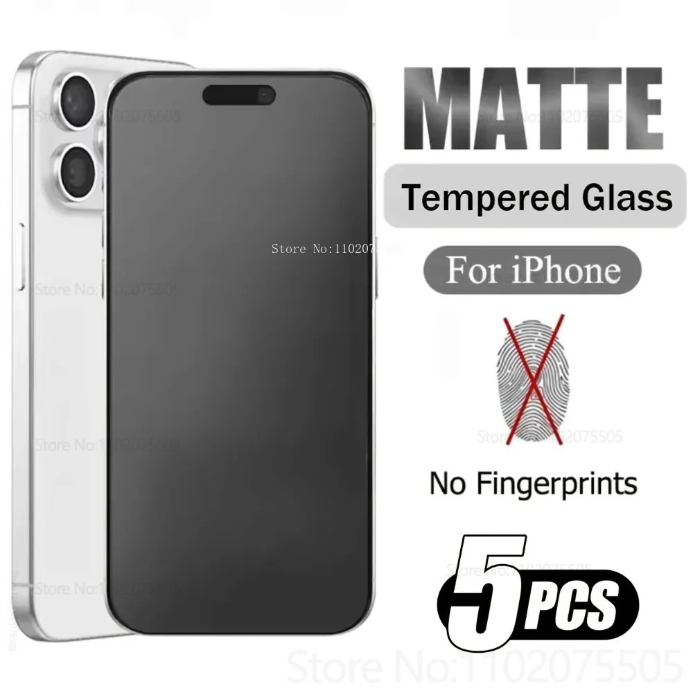 

5Pcs Matte Tempered Glass for IPhone 17 17 Air 17 Promax 13 14 Pro 15 Plus 11 12Mini Screen Protector 16 Promax Anti-Fingerprint
