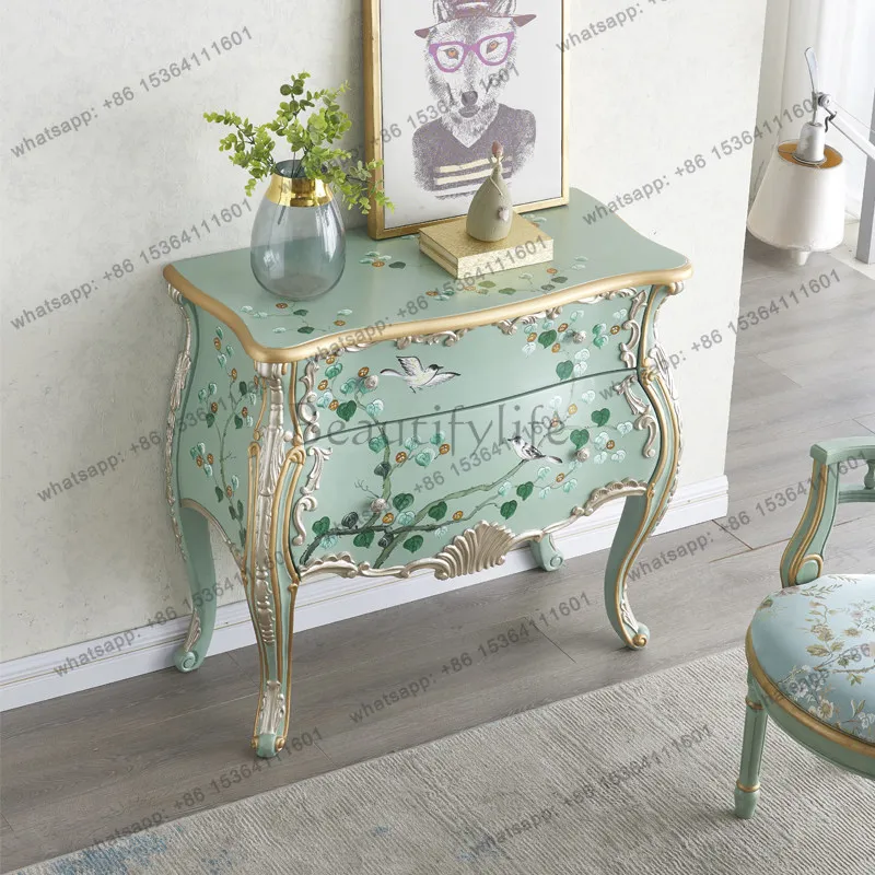 XX. American painted door-to-door entrance cabinet European living room decorative cabinet solid wood