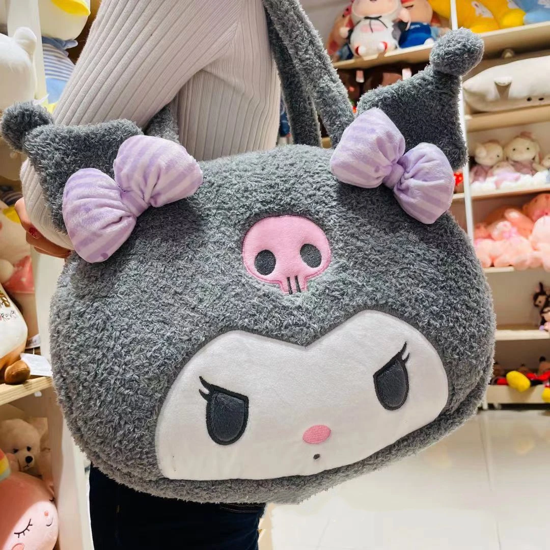 Kawaii Anime Kuromi My Melody Shoulder Bag Handbag Lovely Japanese Style Plush Toy Cute Cosmetic Bag Gifts For Girl Student