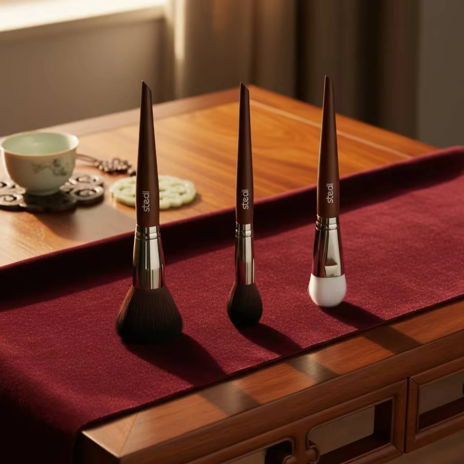

3 Pieces Model Dusting Brush Set Silver Finish Hobby Care Tools