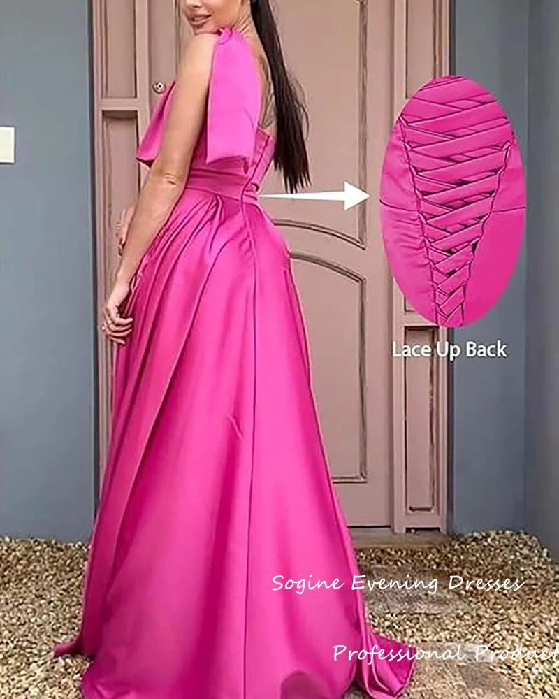 فساتين سهرة بكتف واحد للنساء المثيرات من الساتان مخصصة من فيستدوس دي غالا مع جيب حورية البحر فساتين حفلات الكوكتيل الطويلة