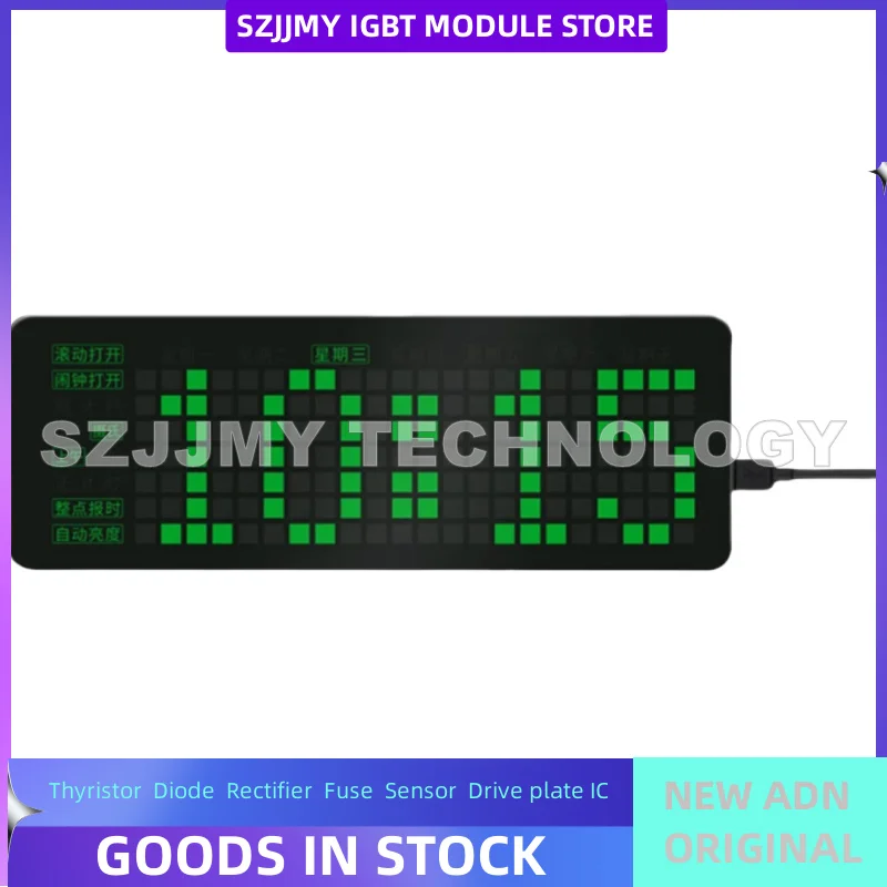 Raspberry Pi Pico Creative Square Electronic Clock High Precision Multi-Function LED Dot Matrix Digital Clock Alarm Clock