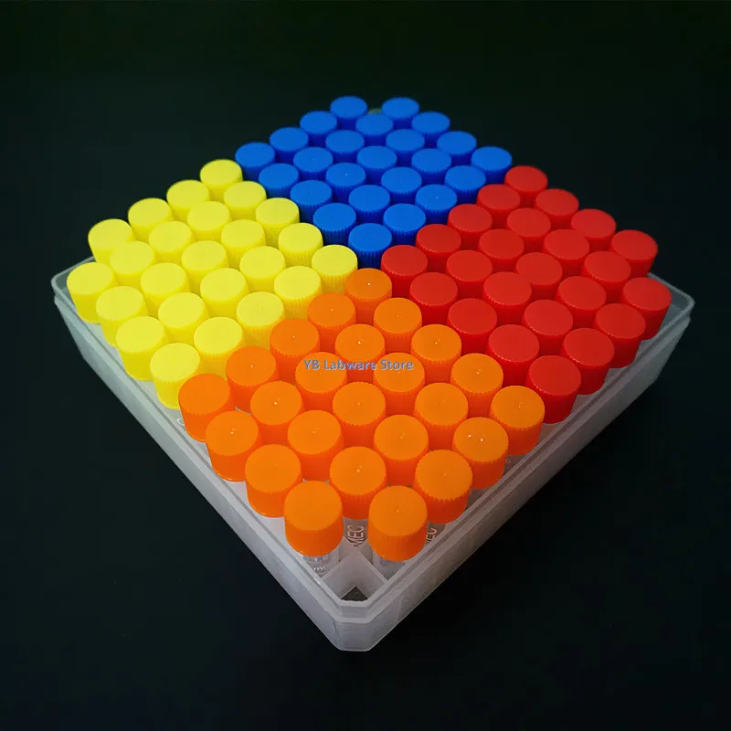 1Set Include One Piece 100- Lattice Digital Code Storage Box For Store Cryovial+100Pieces 1.8ml Plastic Refrigerating Tube