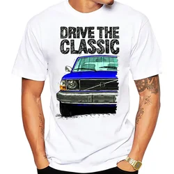 Drive The Classic Volvoes 240 Mid 70's Model T-shirt Men Short Sleeve Hip Hop Boy Casual Tshirts Turbo Wagons Car White Tees