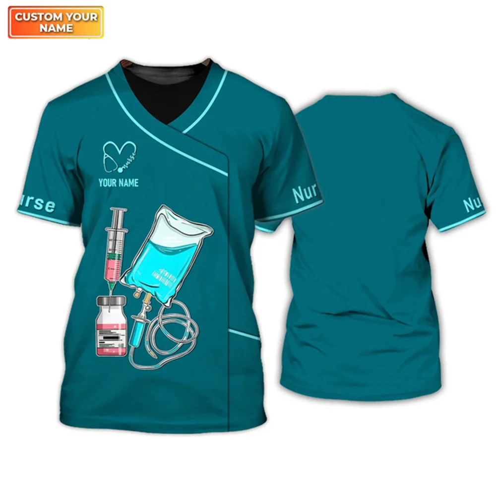 

Fashion Hospital Nurse Work Uniform Clinic Nursing Breathable Women's/Men casual clothing summer Loose O-neck Short Sleeved Top