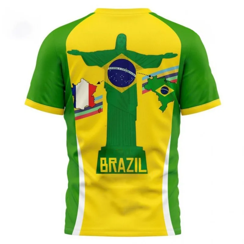 Hot Selling 2024 Brazil Team T-shirt Loose Breathable Sweat Wicking Training Children's and Adult Clothing