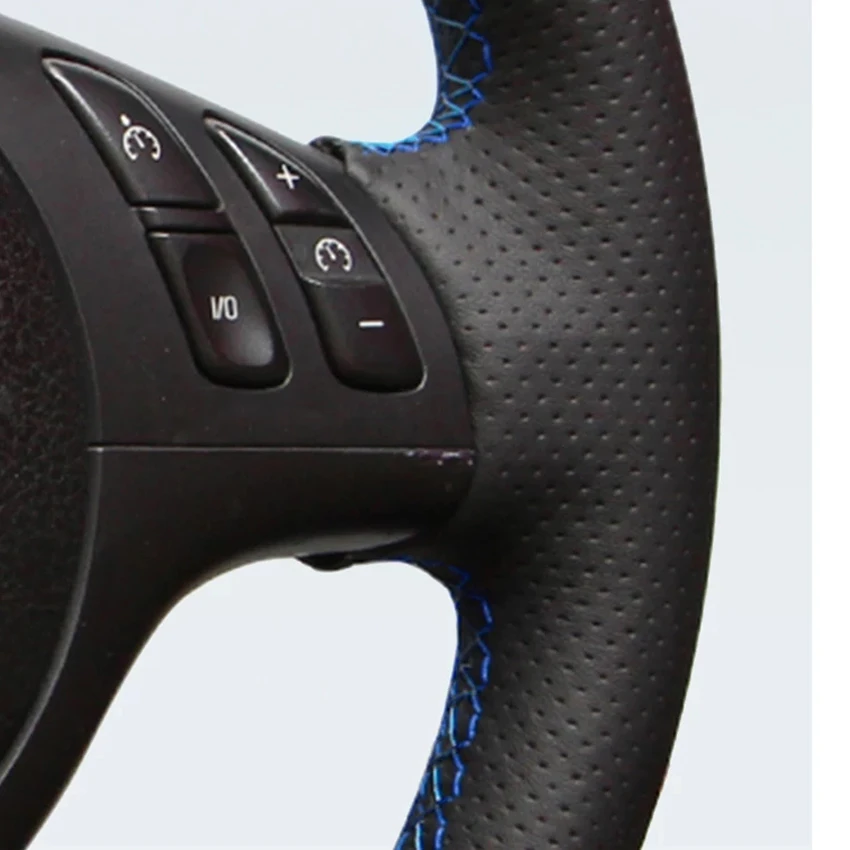 Black Faux Leather Car Steering Wheel Cover for BMW M Sport 3 Series M3 E46 5 Series M5 E39 2000-2006
