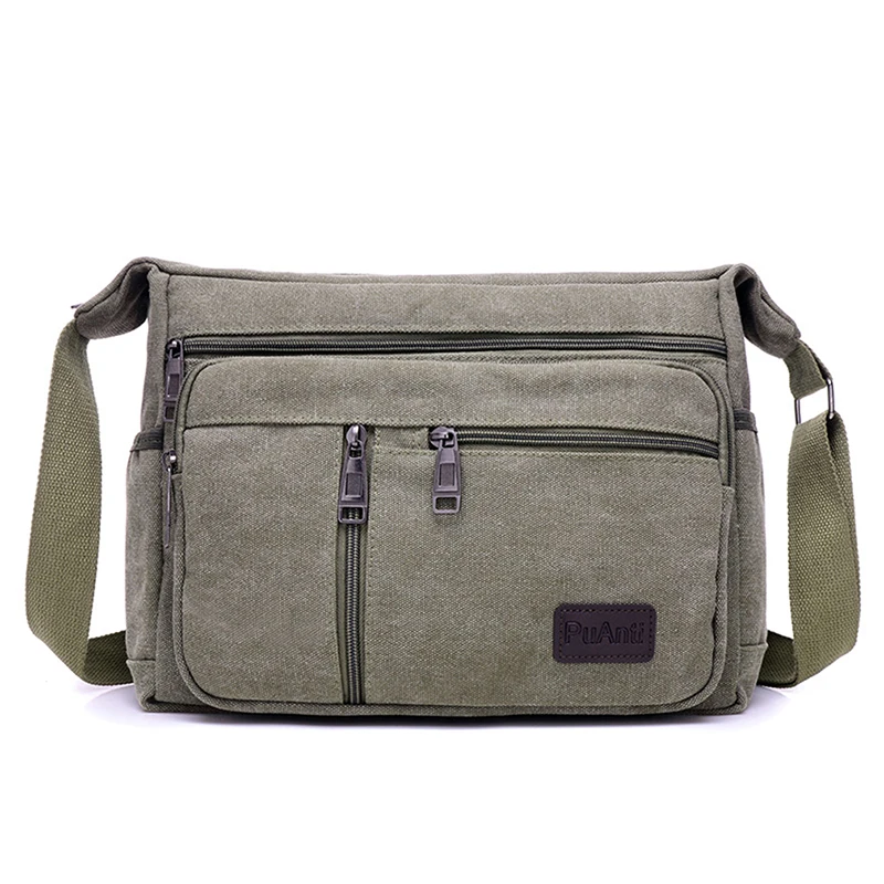 Multiple Colors Men Fashion high-end Leisure Retro Simple Solid Canvas Commuting Large Capacity One Shoulder Diagonal Cross Bag