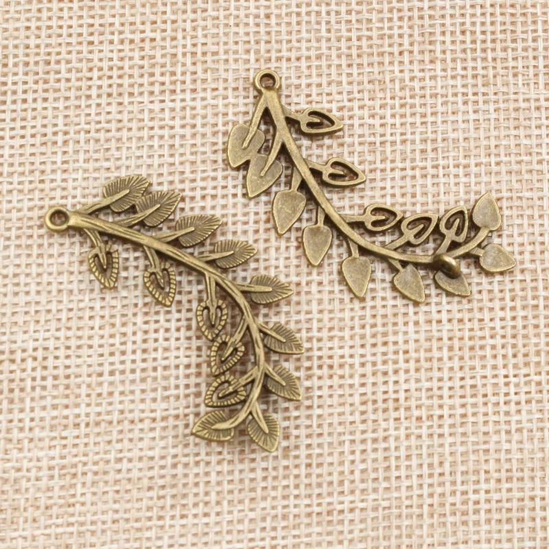 6pcs 46x14mm Antique Bronze Plated Leaf Style Handmade Charms Pendant:DIY for bracelet necklace