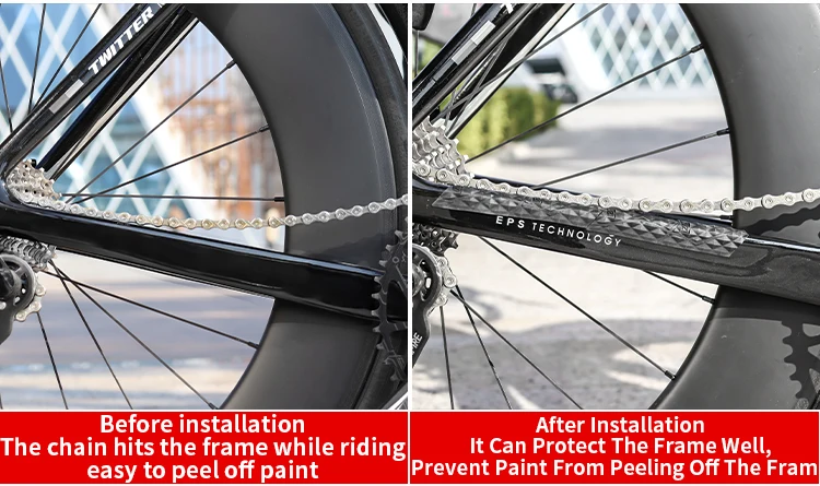 Pegatinas Protectoras De Carbono Para Marco De Bicicleta - Evitan Rayaduras De La Cadena, Impermeables