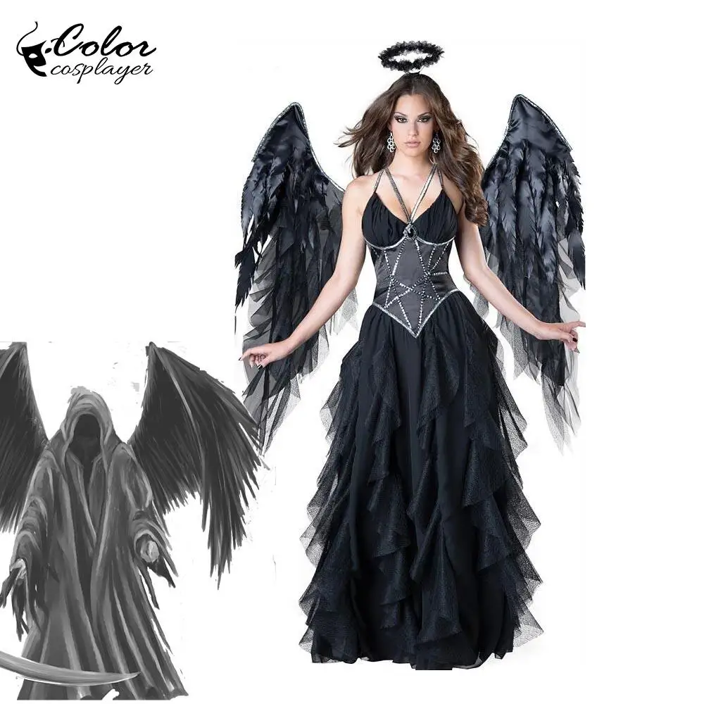 

Color Cosplayer Evil Angel Cosplay Costume Vampire Dress Adult Halloween Party Dresses Gothic Witch Outfit Carnival Clothes