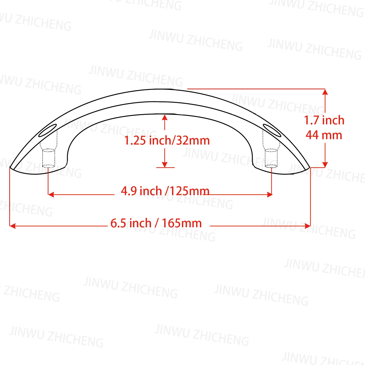 6.5 "(165mm) ボートハンドルレールを手に入れてください316ステンレス鋼マリン船カヤック用レールバー